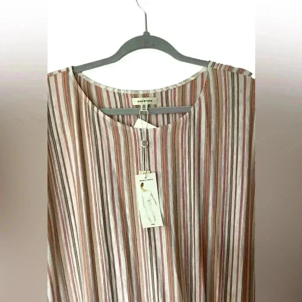 NWT Max studio Multi colored Striped Women’s Top Blouse Size 3X